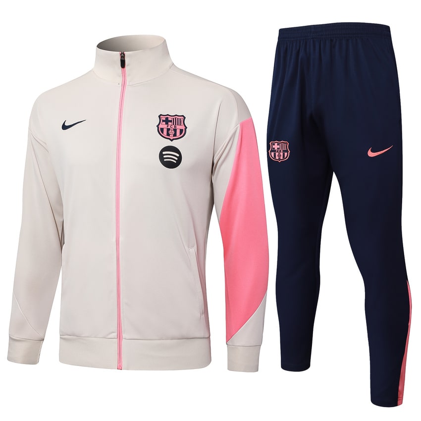 Survetement Barca Veste 2025 2026 Beige Rose